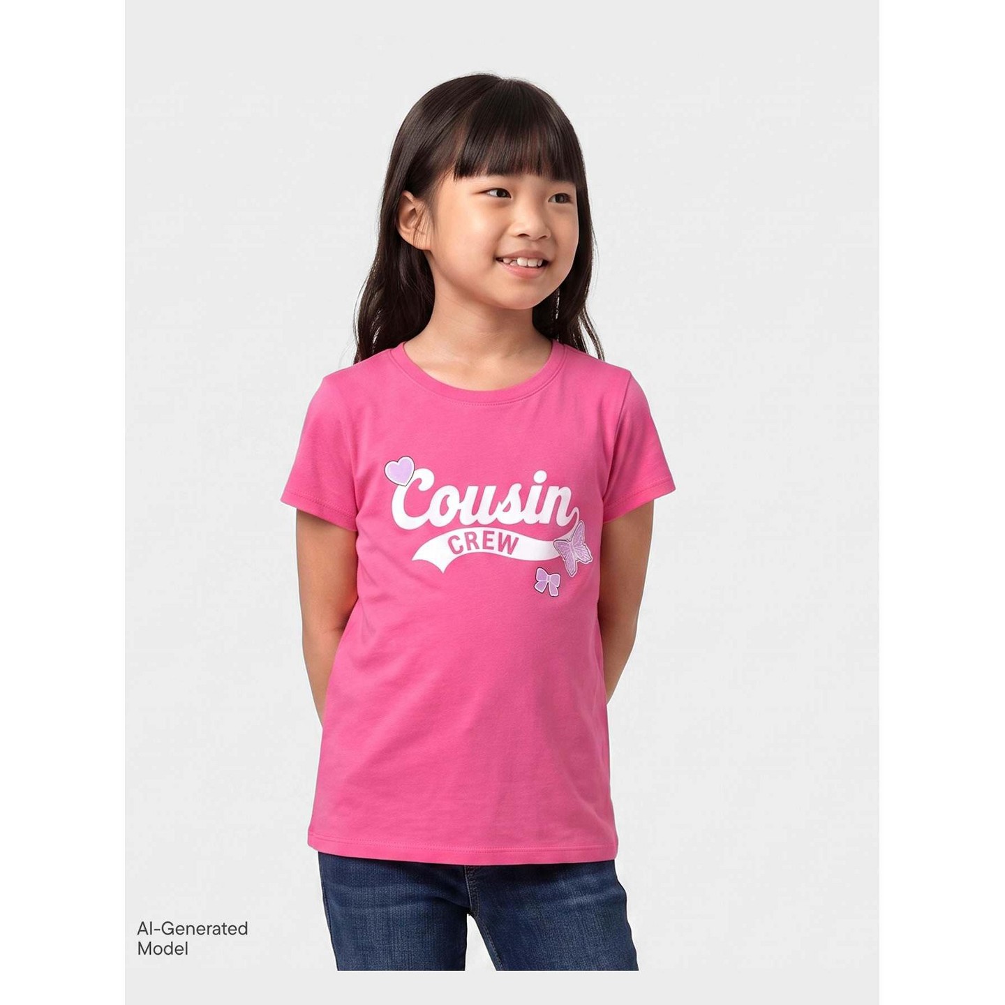 Футболка The Children's Place Short Sleeve Cousin Crew Graphic Tee Pink M (7/8) для девочек, цвет: Розовый — фото 1