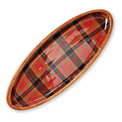 TAG Holiday Plaid Wood & Enamel Pltr Lg