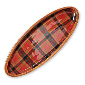 TAG Holiday Plaid Wood & Enamel Pltr Lg - 1 of 2