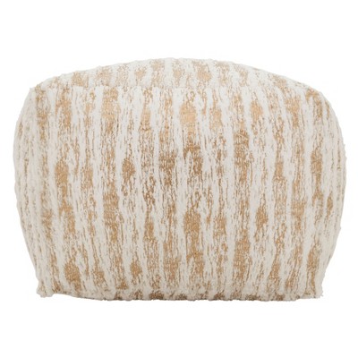 Gold Foil Print Faux Fur Pouf, 24" x 24" x 16"