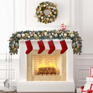 6 Ft Pre-Lit Christmas Garland with 20 Battery Operated Led Lights with Timer for Mantle Staircase Table - 1 of 4