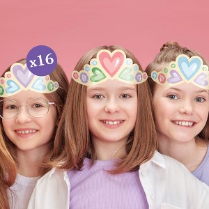 Big Dot of Happiness Princess Party Paper Crowns, Colorful Tiara Headbands for Girls' Birthday Party, DIY Princess Party Hat Favors, 16 Count - 1 of 4