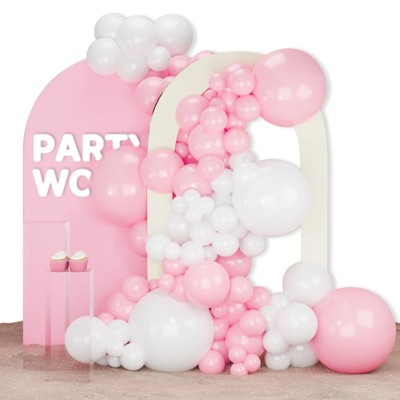 PartyWoo Balloons Pink White Pastel 18 12 10 5 Inch 140 pcs