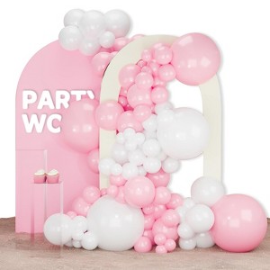 PartyWoo Balloons Pink White Pastel 18 12 10 5 Inch 140 pcs - 1 of 4