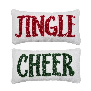 C&F Home 10" x 20" Jingle/Cheer Reversible Hooked Small Christmas Throw Pillow - 1 of 4