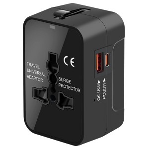 Itopfox Universal Travel Adapter with Fast Charging, PD 3.0 USB-C & USB-A Ports, All-in-One International Power Plug for Europe, USA, UK, AUS - 1 of 4