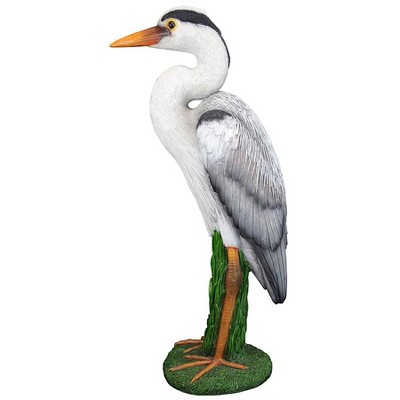 Gray Heron Coastal Resin Bird Statue