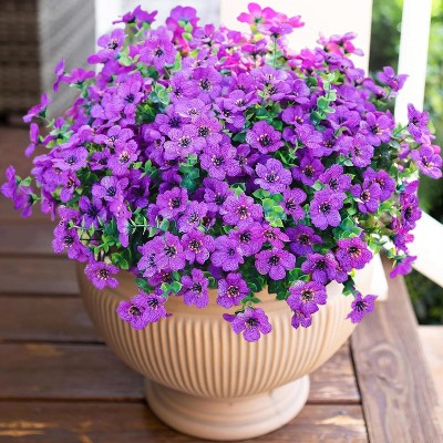 Artificial Flowers for Outdoor Indoor Garden Home Decoration, Faux Flower Daisy with Eucalyptus Leaves Fake Plants Greenery Boxwood Porch Patio