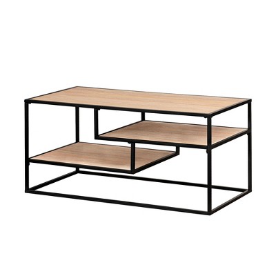 Okak Modern Minimal Floating Shelf Coffee Table with MDF Top, Sleek Design for Urban Living Rooms