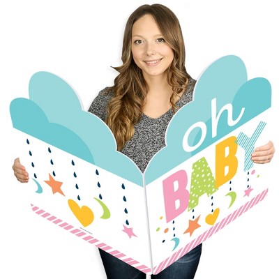 Big Dot of Happiness Colorful Baby Shower - Baby Shower Giant Greeting Card - Big Shaped Jumborific Card