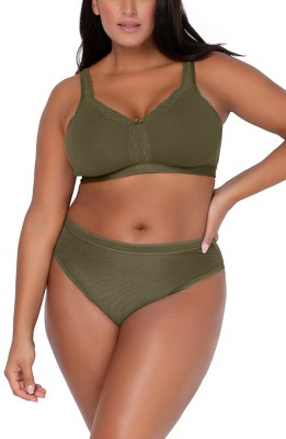 Curvy Couture Plus Cotton Luxe Unlined Wire Free Bra Natural 40d