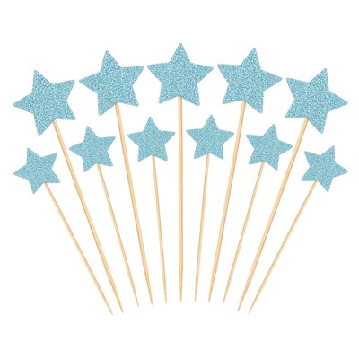 Unique Bargains Non-Edible Star Paper Bamboo Picks Birthday Cake Decorations Toppers 50 Pcs