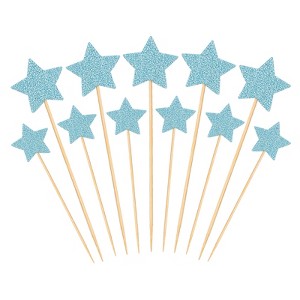 Unique Bargains Non-Edible Star Paper Bamboo Picks Birthday Cake Decorations Toppers 50 Pcs - 1 of 4