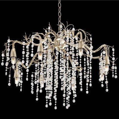 Champagne Silver Branches Chandelier with Clear Crystal Strands