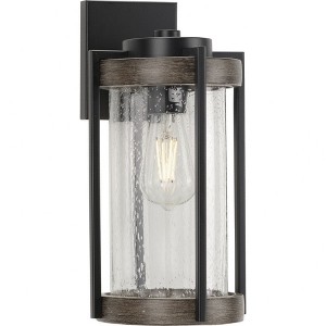 Progress Lighting Whitmire 1-Light Outdoor Wall Lantern, Matte Black, Seeded Glass - 1 of 4