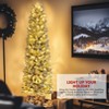 HOMDOX 6ft Pre-Lit Flocked Artificial Pencil Christmas Tree, Premium Hinged Pine Slim Holiday Tree w/ 500 Dense Branch Tips, 250 Warm Lights, Base - 4 of 4