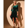 INSPIRE CHIC Women's Velvet Long Sleeves Crew Neck A Line Zipper Cocktail Party Midi Dress - 4 of 4