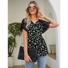 Womens V Neck Pelpum Shirts Lace Short Sleeve Floral Tops Front Button Tops - 4 of 4