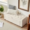Aoibox Storage Ottoman Bench with Tufted Upholstery, Large Foot Rest for Living Room, End of Bed Bench with Storage, Entryway Shoe Bench in Linen - 3 of 4