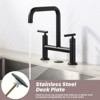 WOWOW Double Handle Bridge Faucet with Kitchen Sink Hole Cover in Matte Black - 2 of 4