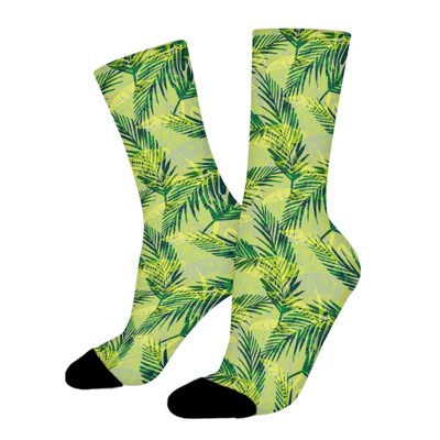 Palm Leaf Women Printed Crew Socks Funny Funky Socks Soft Polyester Novelty Gifts for Artists Men