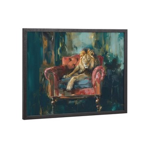 Kate & Laurel All Things Decor 16"x12" Gallery Lion Portrait in Rich Jewel Tones Print by The Creative Bunch Studio Black - 1 of 4