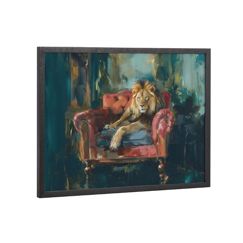 Kate & Laurel All Things Decor 16"x12" Gallery Lion Portrait in Rich Jewel Tones Print by The Creative Bunch Studio Black - image 1 of 4