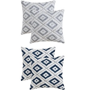REGALWOVEN 4 Pcs Geometric Pattern Soft Short Plush Decorative Throw Pillow Covers - 1 of 4