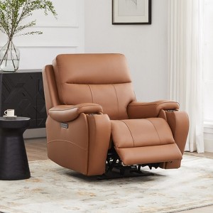 Spruce & Spring Power Genuine Leather Recliner Chair Zero-Gravity Recliner - 1 of 4