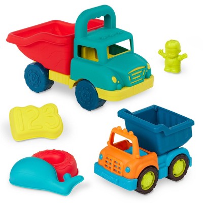 B. toys Grab-n-Go Truck Set 2 Toy Dump Trucks & 3 Sand Molds