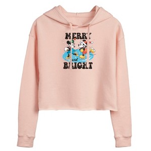 Women's - Disney - Merry And Bright Cropped Graphic Hoodie - 1 of 3