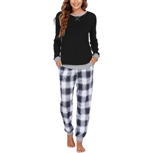 Ekouaer Pajamas For Women Comfy Long Sleeve Jogger Set Lounge Pjs Set With Pockets - 1 of 4