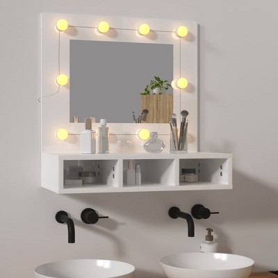 vidaXL Mirror Cabinet High gloss white Engineered wood, acrylic