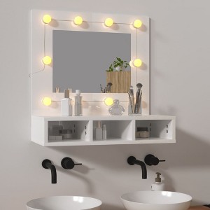 vidaXL Mirror Cabinet High gloss white Engineered wood, acrylic - 1 of 4