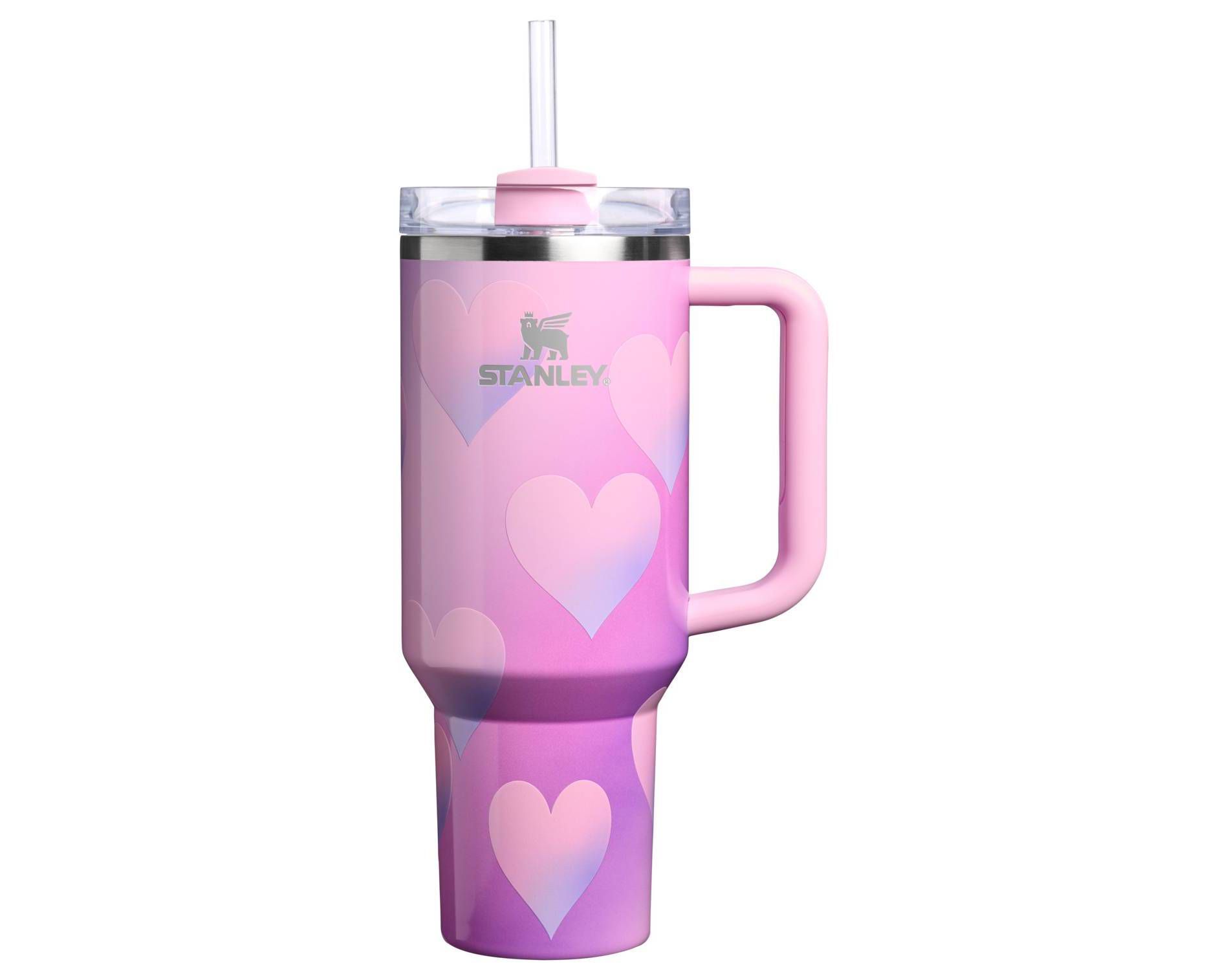 Stanley 40 oz Stainless Steel H2.0 Flowstate Quencher Tumbler Powder Pink Heart Gradient