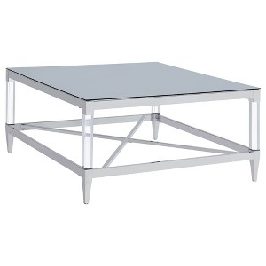 Coaster,Lindley Square Tempered Mirror Acrylic Coffee Table - 1 of 4