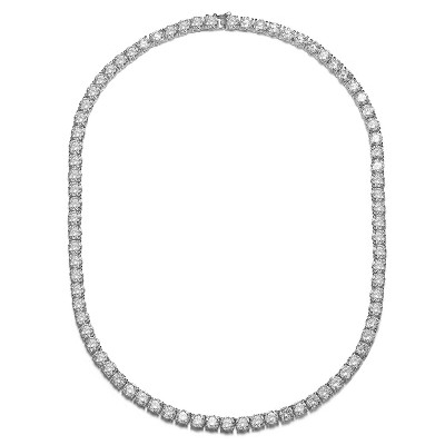 Guili 4mm Tennis Necklace in White, Gold, or Rose Gold with Clear Cubic Zirconia for Radiant Shine and Timeless Elegance at Formal Occasions.
