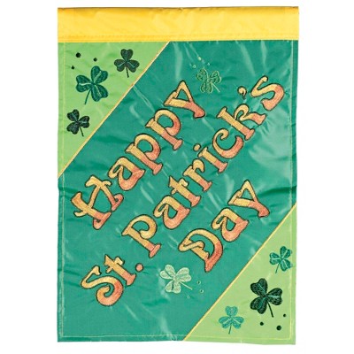 Dicksons Magnolia Garden Happy St. Patrick's Day Clover Green 18 x 13 Polyester Outdoor Garden Flag