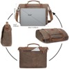 Waterproof Vintage Genuine Leather Mens Briefcase shoulder bag 16 Storage Pockets, Waxed Canvas Leather Computer Business Satchel Work Bag (Brown) - 4 of 4