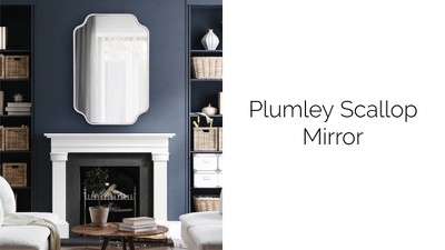 White Scalloped Rectangular Wood Vanity Wall Mirror, 24x36