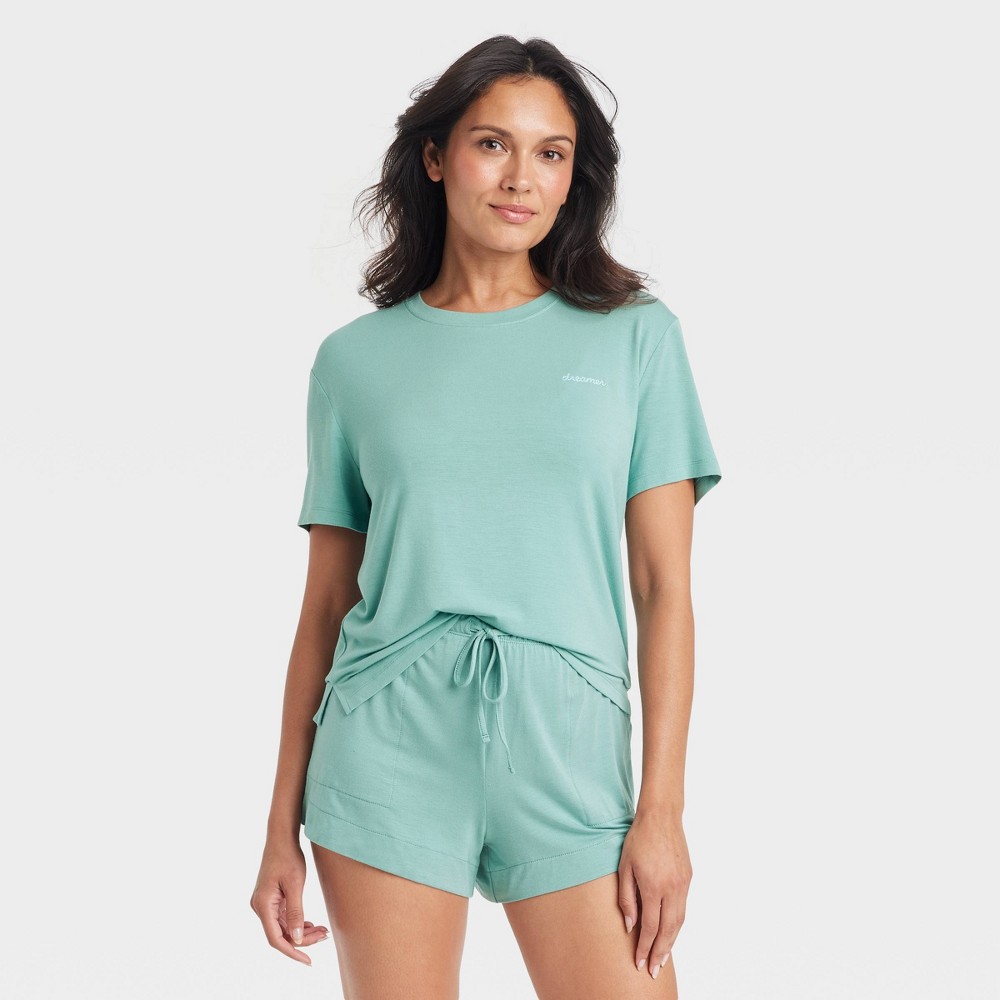 Photos - Other Textiles Women's Cloud Knit Pajama T-Shirt - Auden™ Green XS