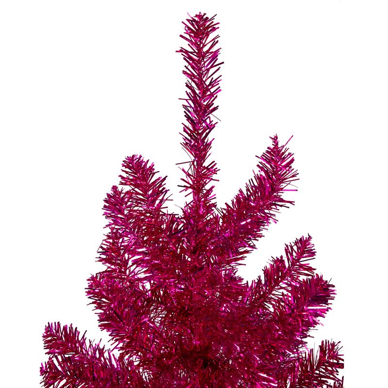 Northlight Metallic Tinsel Artificial Christmas Tree - 7' - Dark Pink - Unlit, 5 of 7
