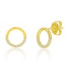 Bella Silver Sterling Silver, Polished & CZ Circle Necklace & Earrings Set - Gold Plated - Gold - 16+2 Inch - 2 of 4