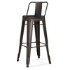 Industrial Metal Barstool with Curved Slatted Back, Footrest, and Cross Brace, Set of 2 for Kitchen, Bar, or Condo - 2 of 4