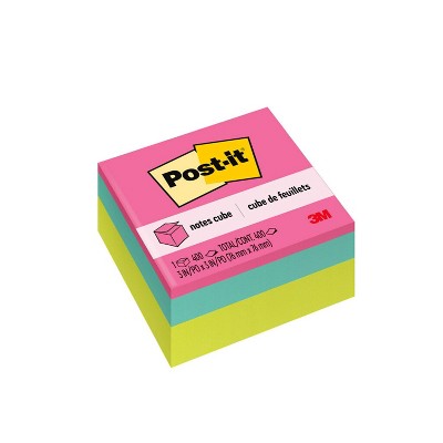 Post-it 3" x 3" Notes Cube 400 Sheets/Cube - Pink Wave: Multicolor Sticky Notes, Uncoated Paper, Art & Design Theme