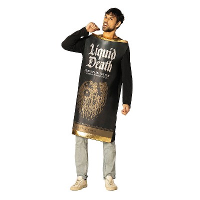 Liquid Death Adult Black Can Tunic Halloween Costume Suit - Black One Size Fits Most