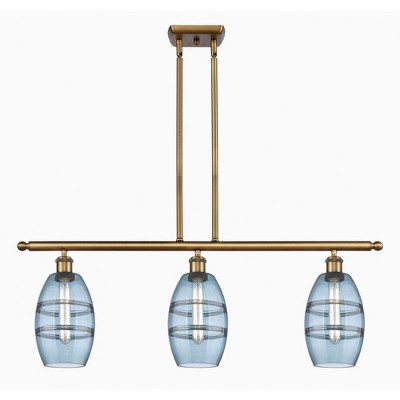 Vaz - 3 Light Stem Hung Island In Industrial Style-8.63 Inches Tall and 36 Inches Wide