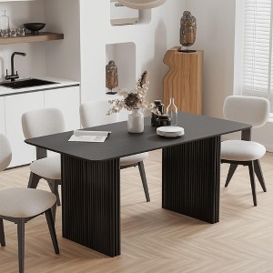 SpassWay 30"H Modern Wooden Dining Table Suitable for Kitchen Conference and Gaming Use with Double Pedestal Base Walnut/Black/Natural Wood - 1 of 4