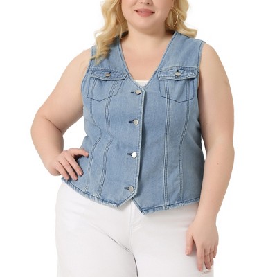 Unique Bargains Agnes Orinda Women's Plus Size Utility Vest Drawstring  Waist Sleeveless Jacket