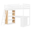 Loft Bed with Desk and Shelves, Solid Wood High Loftbed Frame with Storage Drawers for Kids Teens Bedroom - 4 of 4